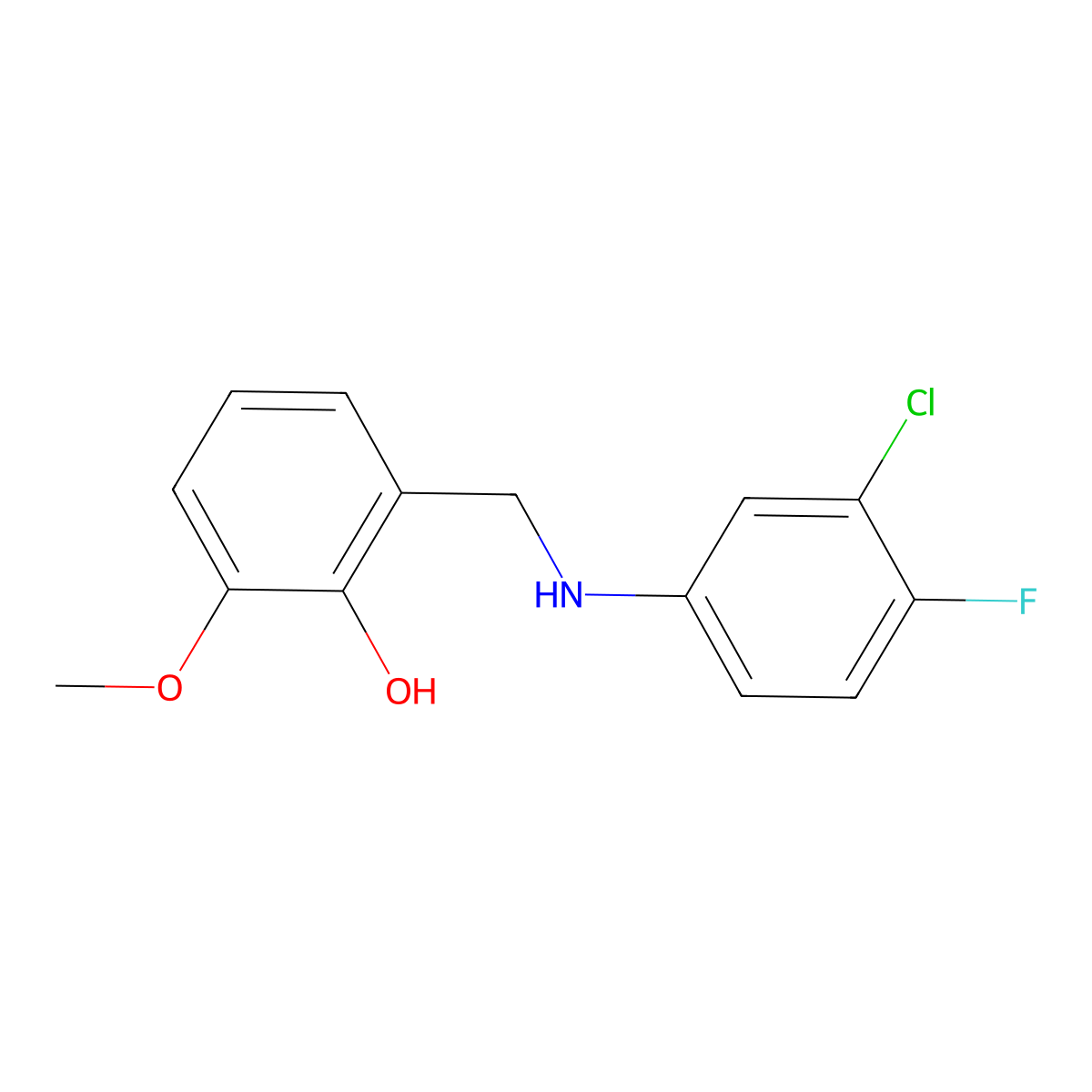2-{[(3-Chloro-4-fluorophenyl)amino]methyl}-6-methoxyphenol molecular structure, CAS 415968-50-2