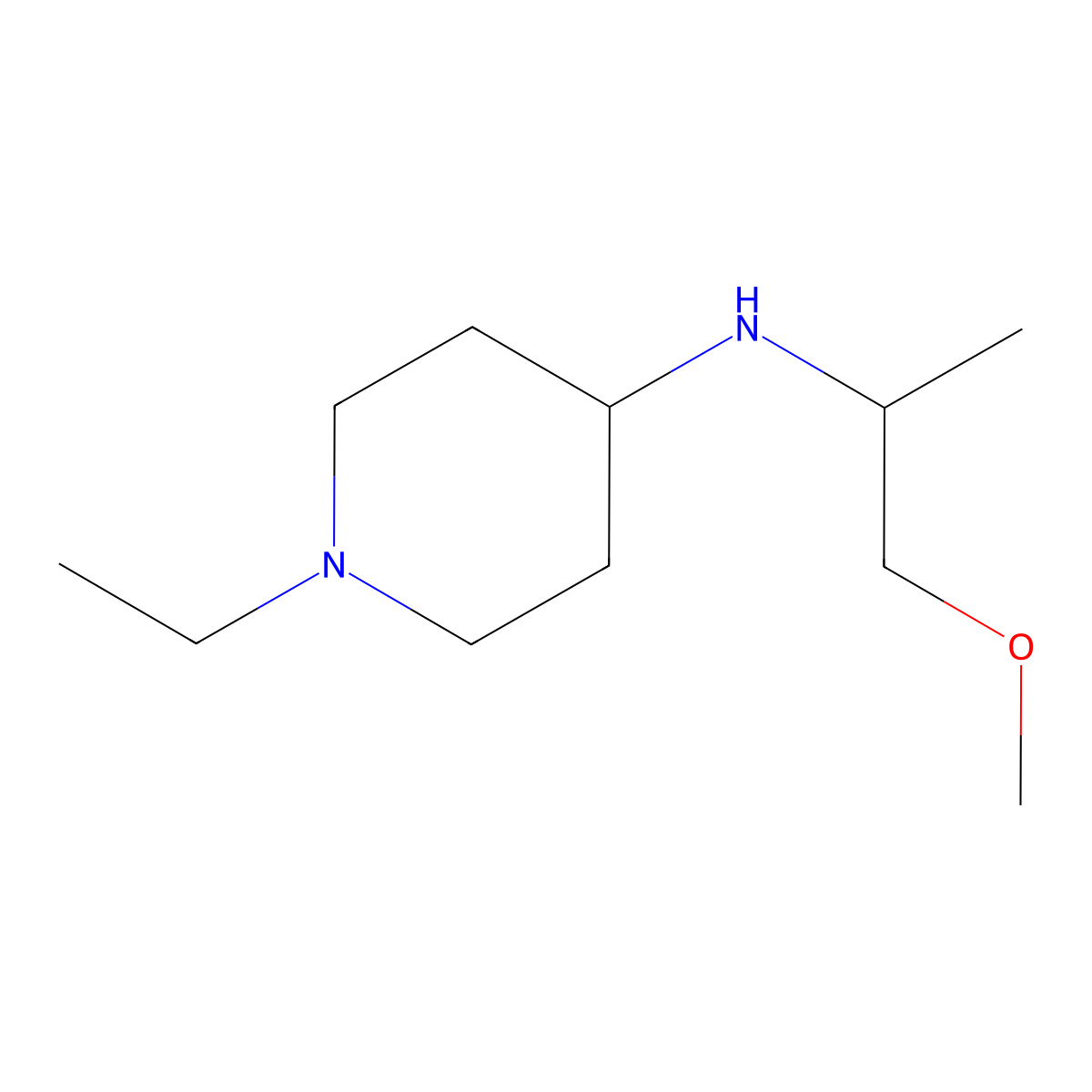 1-ethyl-N-(1-methoxypropan-2-yl)piperidin-4-amine molecular structure, CAS 415968-93-3