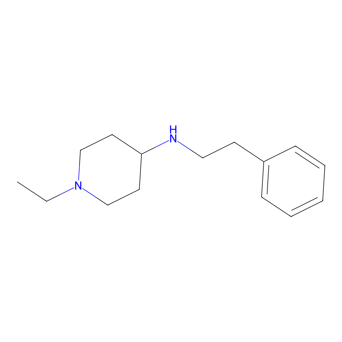 1-ethyl-N-(2-phenylethyl)piperidin-4-amine molecular structure, CAS 415970-27-3