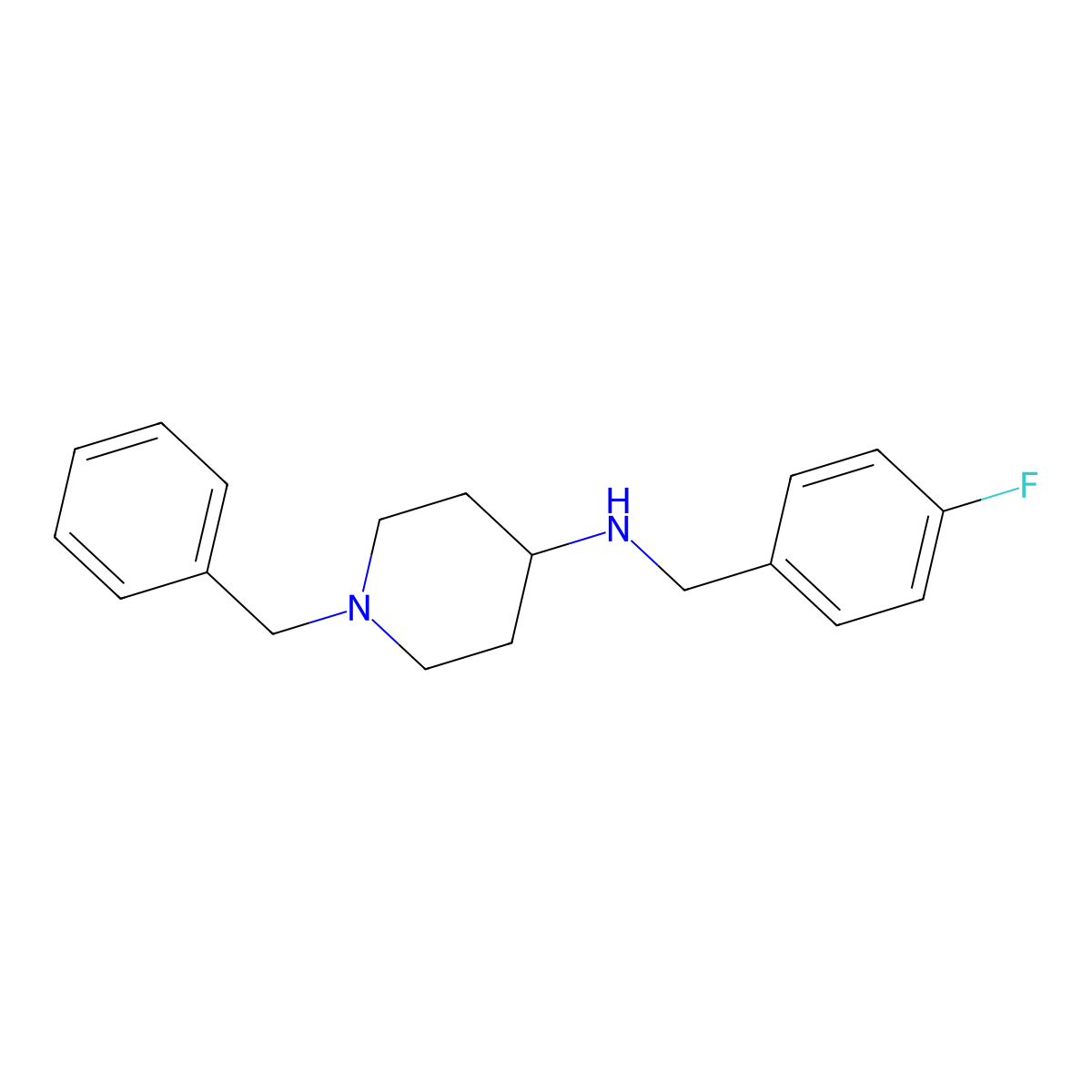 1-benzyl-N-[(4-fluorophenyl)methyl]piperidin-4-amine molecular structure, CAS 415970-86-4