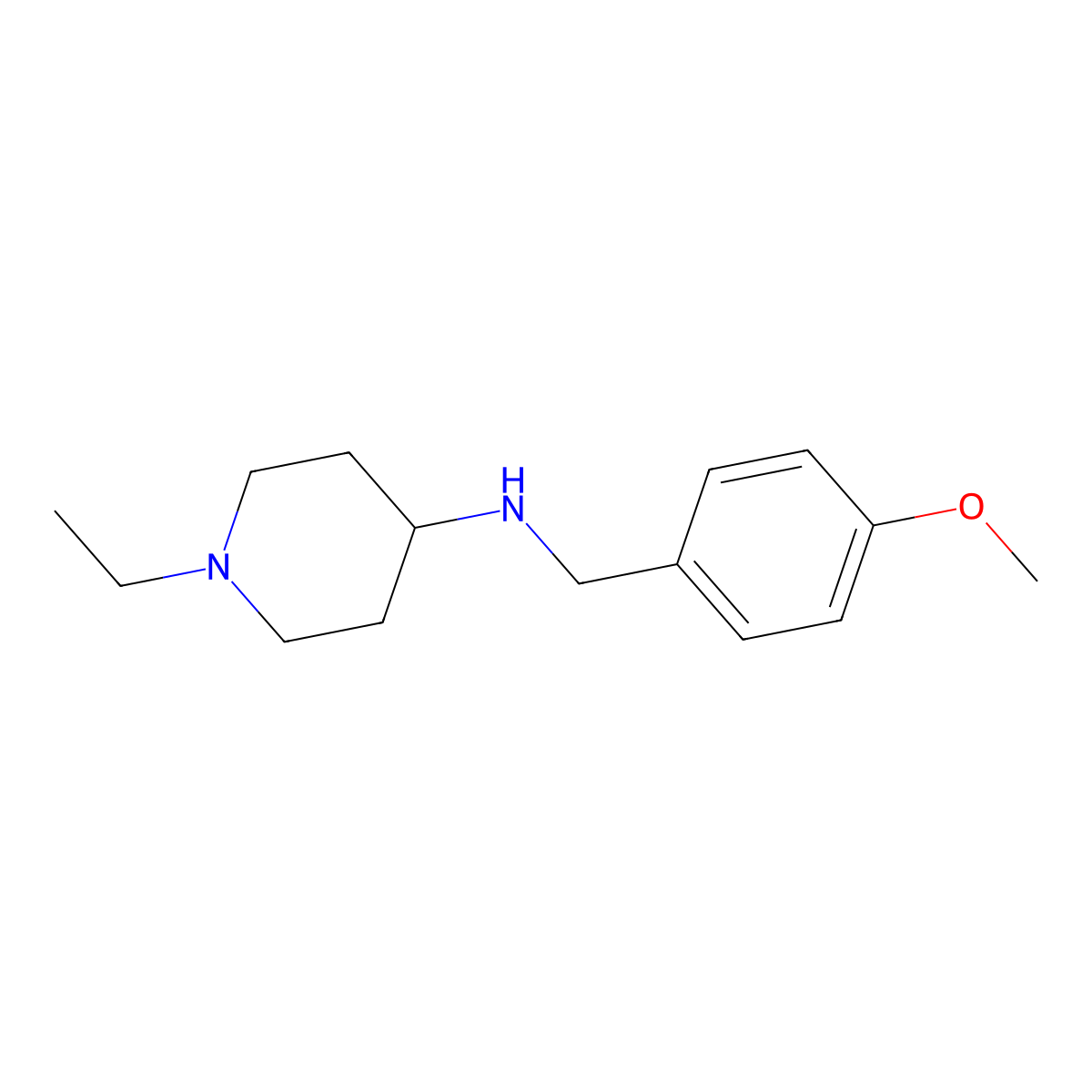 1-ethyl-N-(4-methoxybenzyl)piperidin-4-amine molecular structure, CAS 415971-71-0