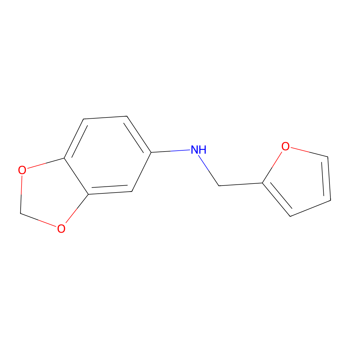 N-(furan-2-ylmethyl)-1,3-benzodioxol-5-amine molecular structure, CAS 415972-07-5