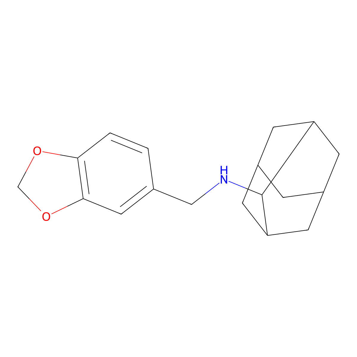 N-(1,3-benzodioxol-5-ylmethyl)adamantan-2-amine molecular structure, CAS 415972-48-4