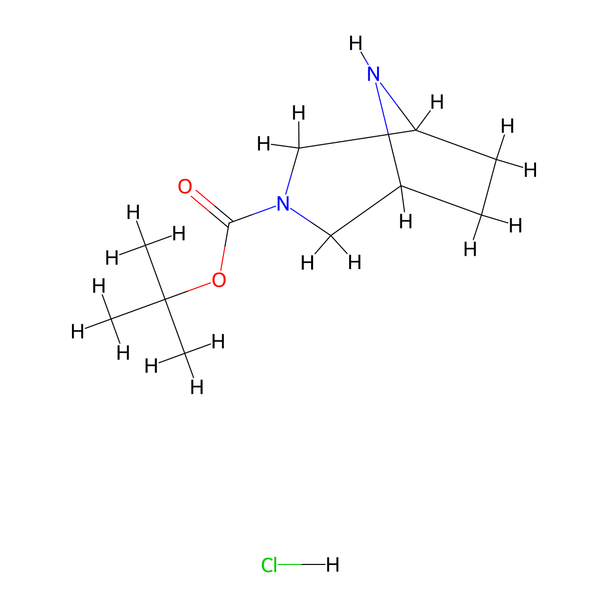 tert-Butyl 3,8-diazabicyclo[3.2.1]octane-3-carboxylate hydrochloride molecular structure, CAS 415979-06-5