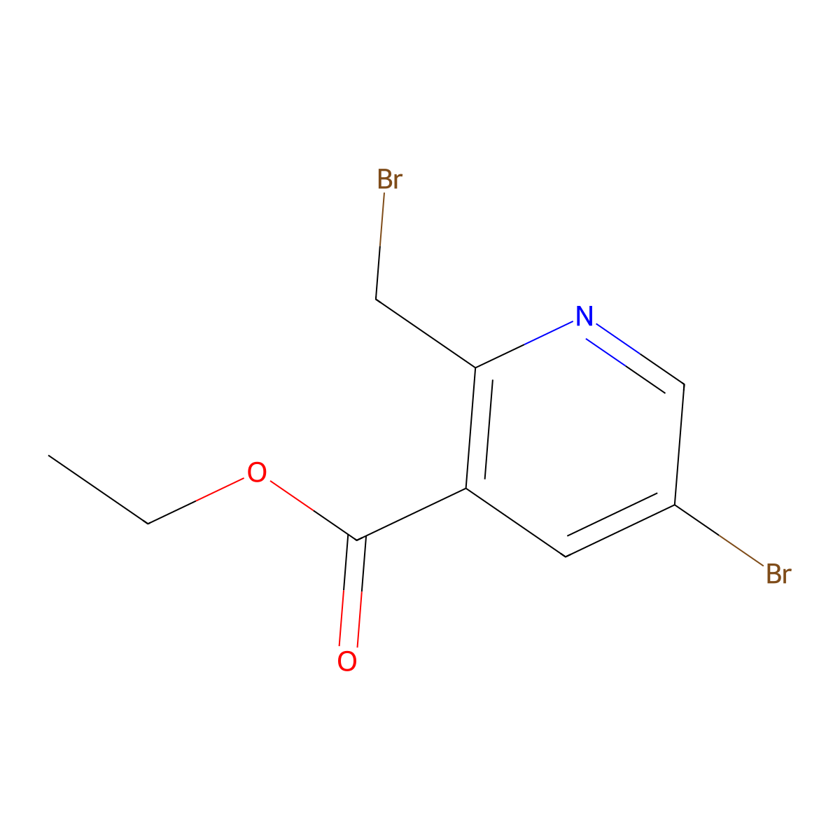 Ethyl 5-bromo-2-(bromomethyl)nicotinate molecular structure, CAS 41598-79-2