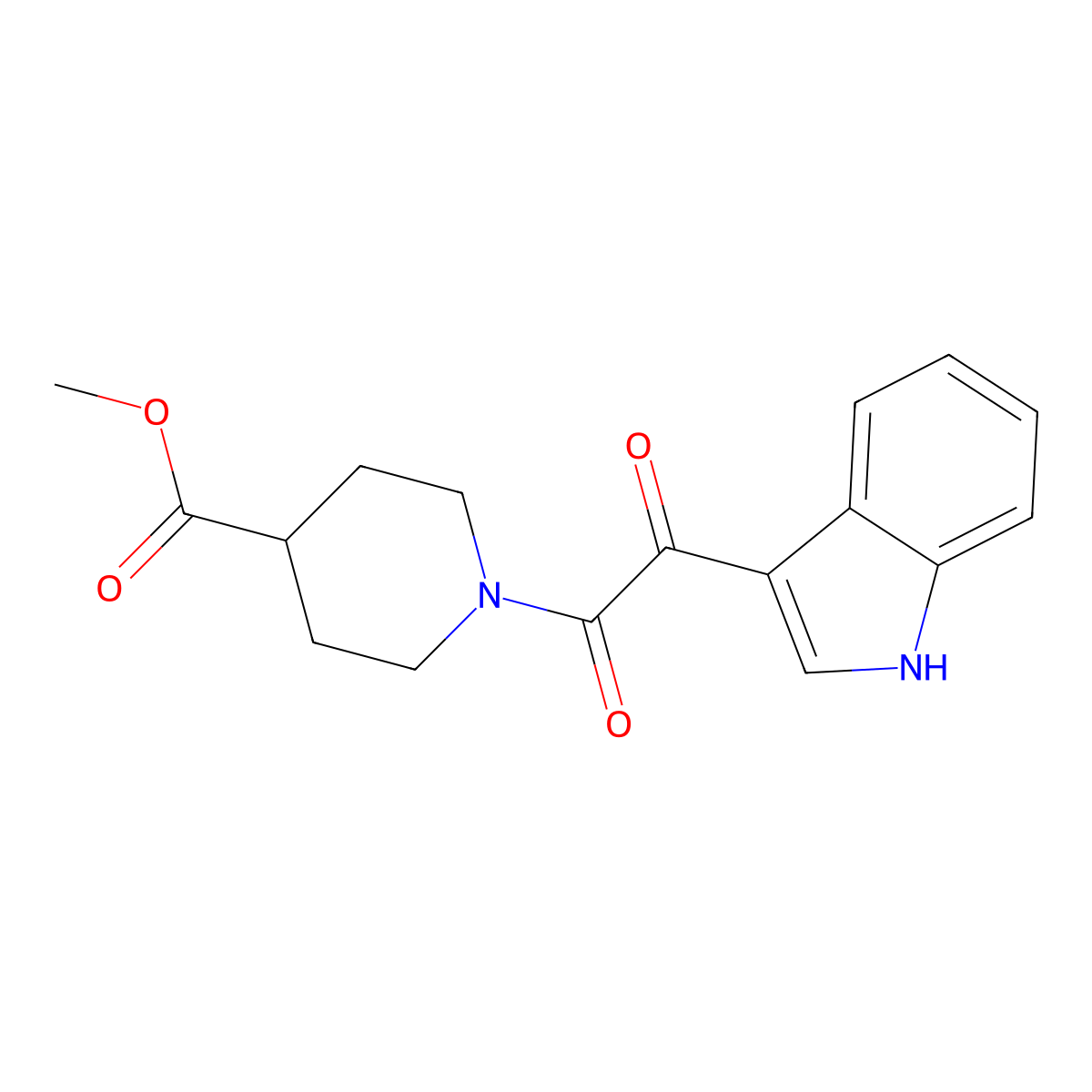 methyl 1-[2-(1H-indol-3-yl)-2-oxoacetyl]piperidine-4-carboxylate molecular structure, CAS 4160-00-3