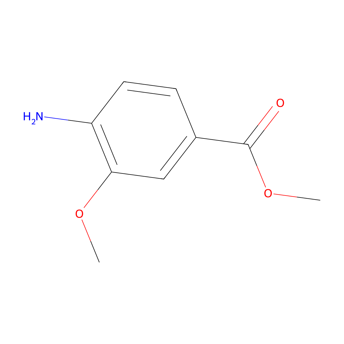 Methyl 4-amino-3-methoxybenzoate molecular structure, CAS 41608-64-4