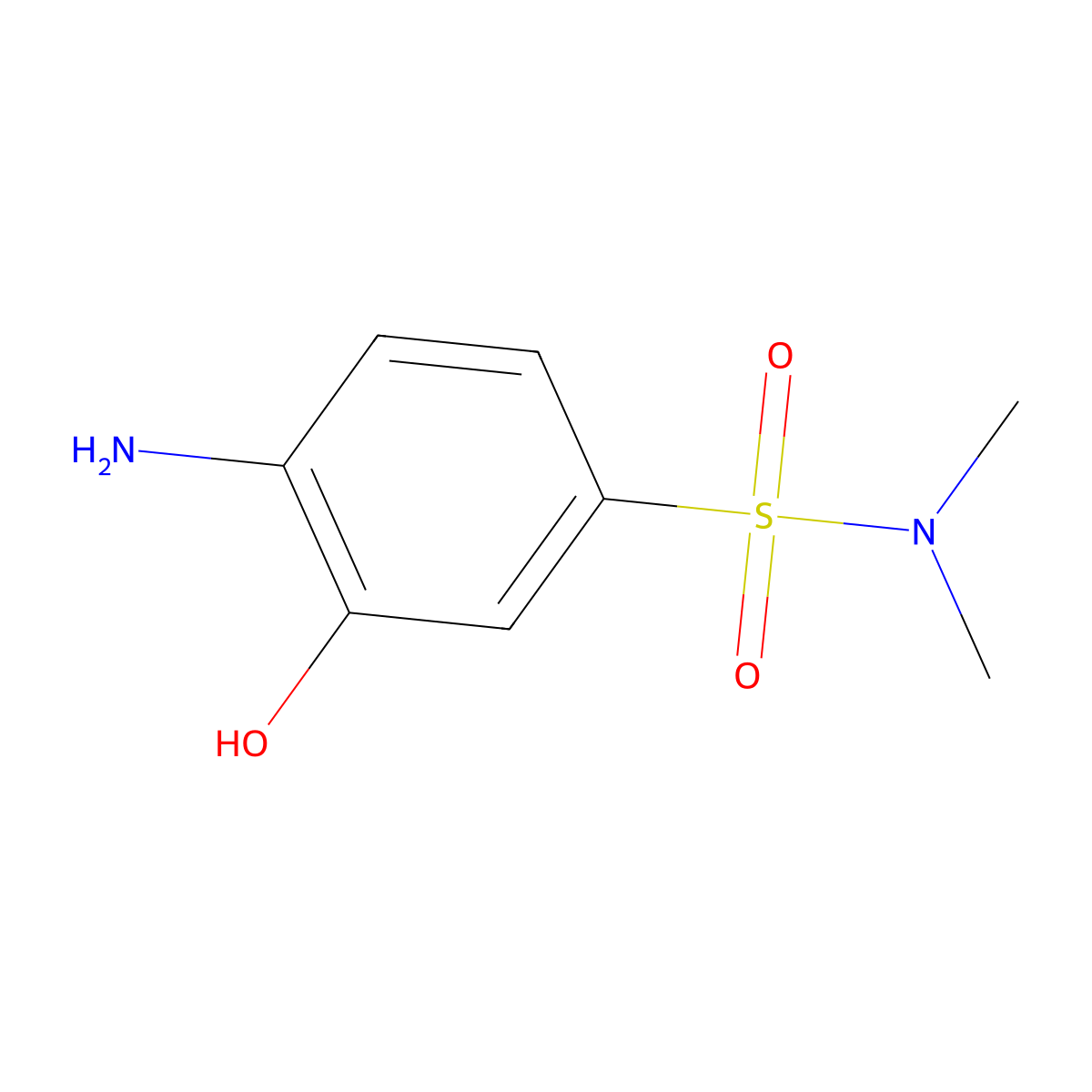4-amino-3-hydroxy-N,N-dimethylbenzenesulfonamide molecular structure, CAS 41608-75-7