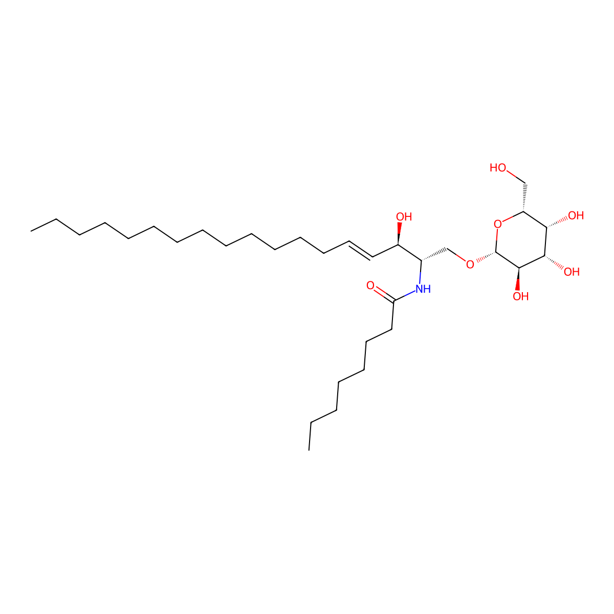 C8 beta-D-galactosyl N-acylsphingosine molecular structure, CAS 41613-16-5