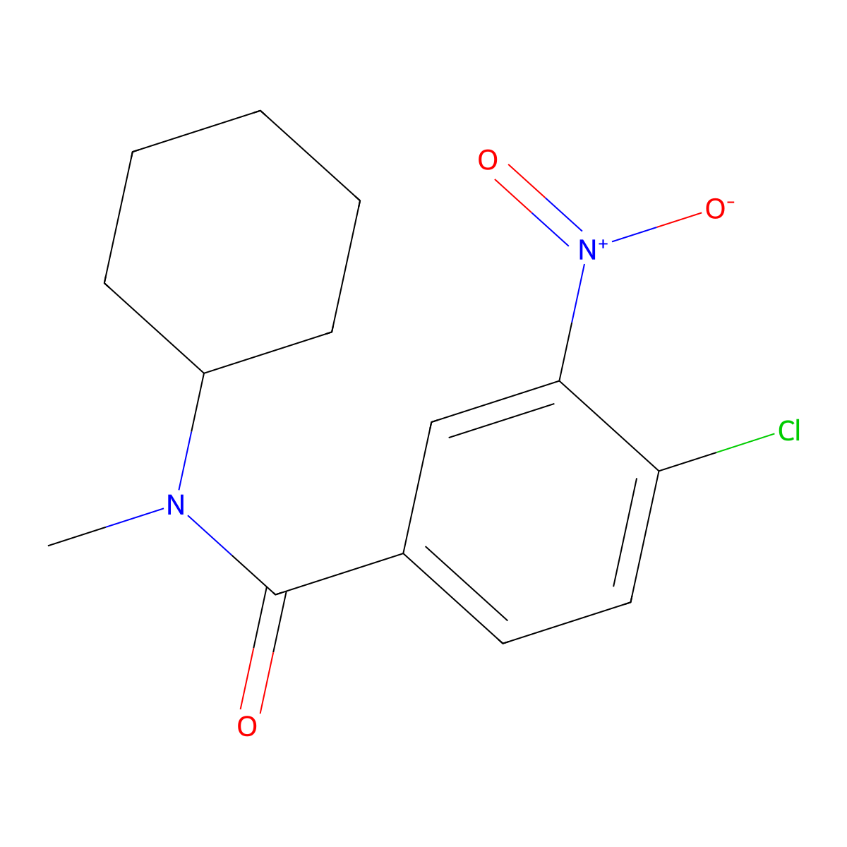 4-chloro-N-cyclohexyl-N-methyl-3-nitrobenzamide molecular structure, CAS 41614-18-0