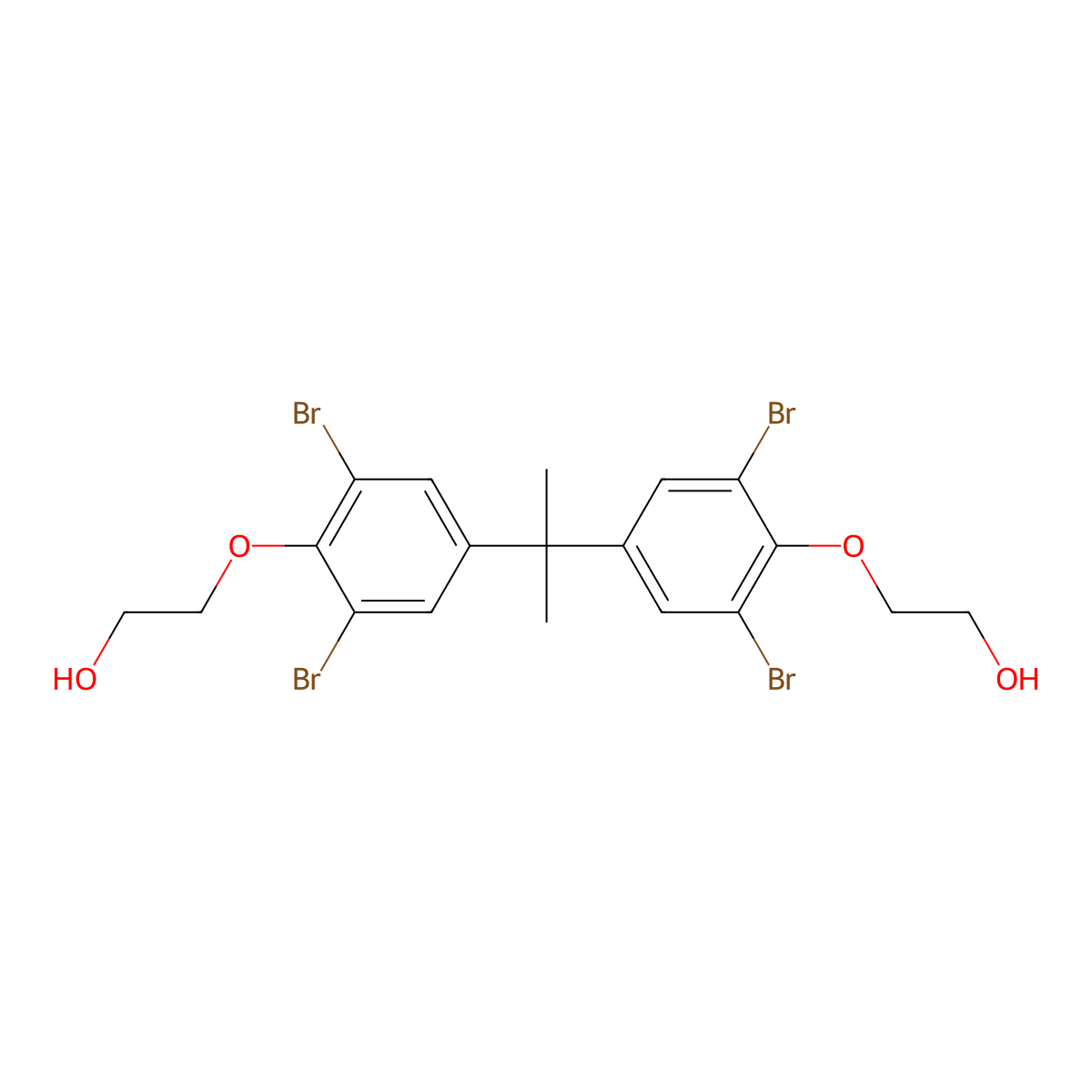 2,2-Bis(3,5-dibromo-4-(2-hydroxyethoxy)phenyl)propane molecular structure, CAS 4162-45-2