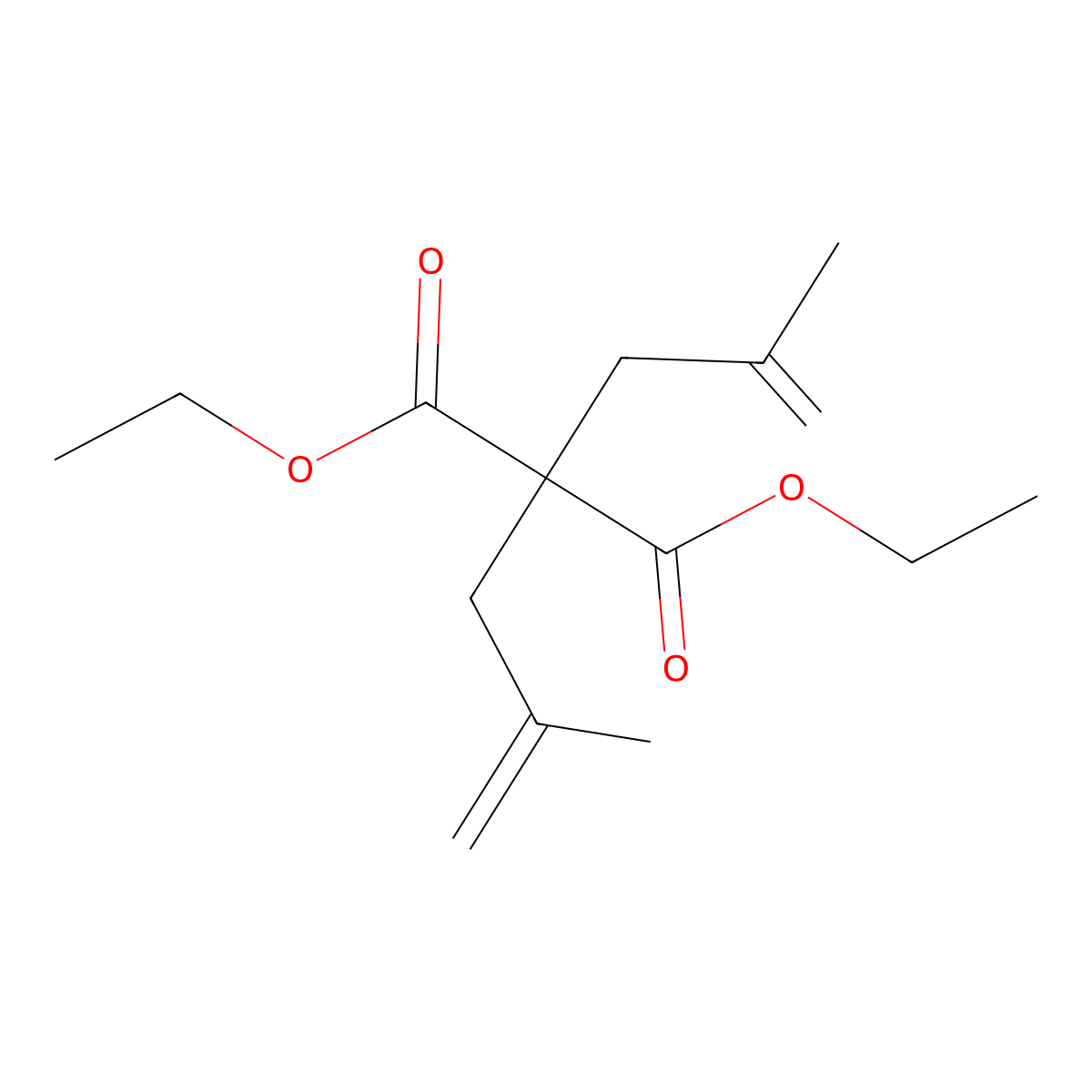 Diethyl bis(2-methylprop-2-en-1-yl)propanedioate molecular structure, CAS 4162-61-2