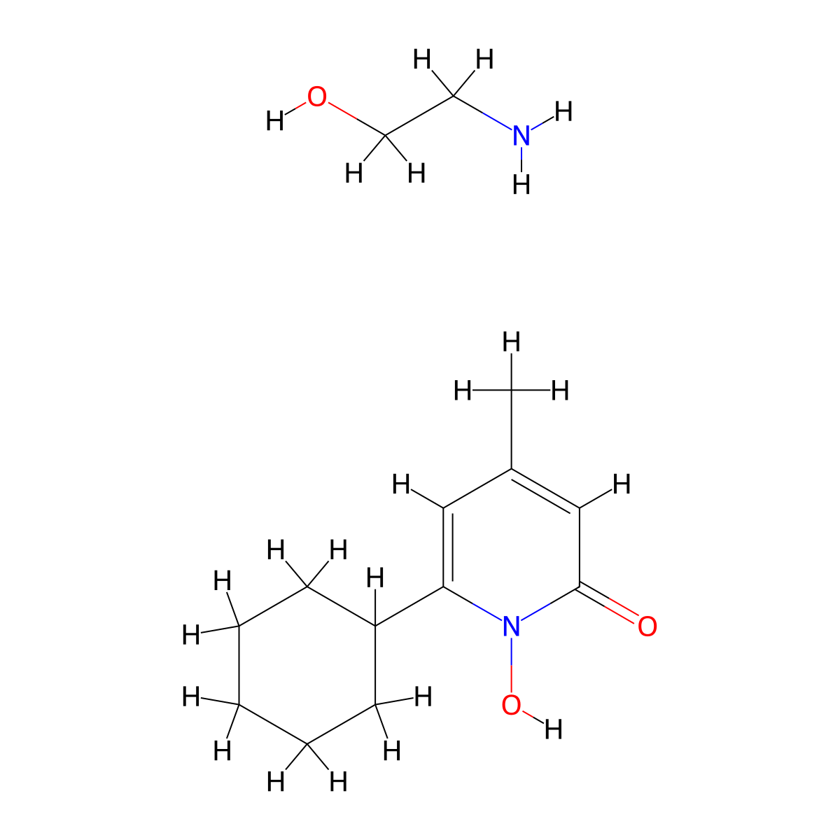 Ciclopirox Olamine molecular structure, CAS 41621-49-2