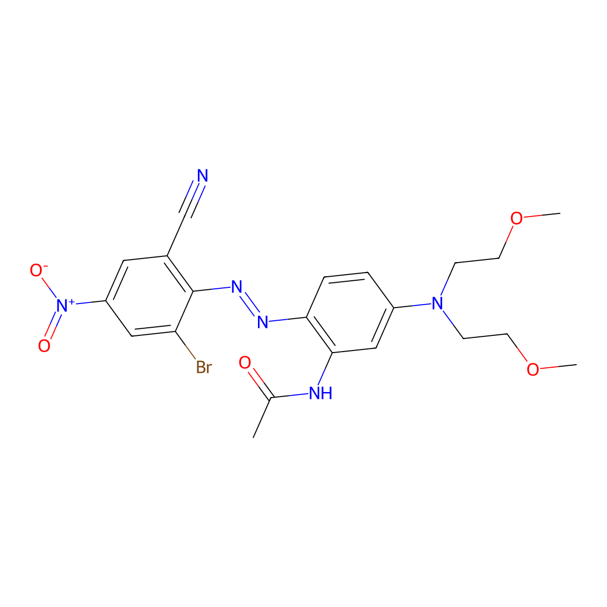 Acetamide, N-(5-(bis(2-methoxyethyl)amino)-2-((2-bromo-6-cyano-4-nitrophenyl)azo)phenyl)- molecular structure, CAS 41622-04-2
