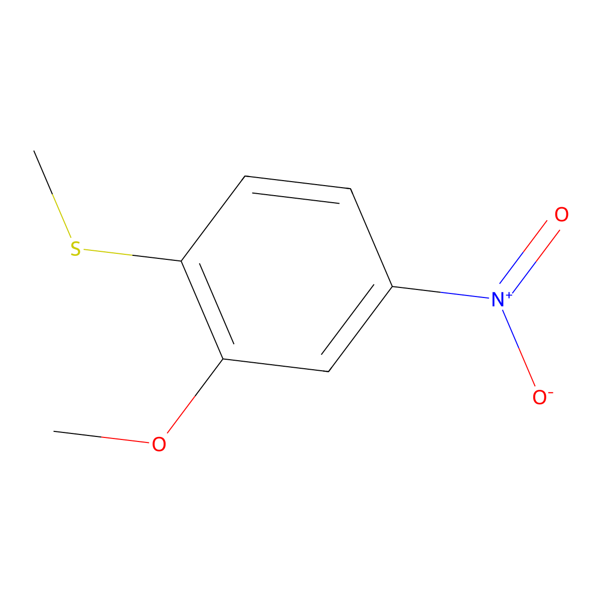 2-Methylthio-5-nitro anisole molecular structure, CAS 4163-77-3