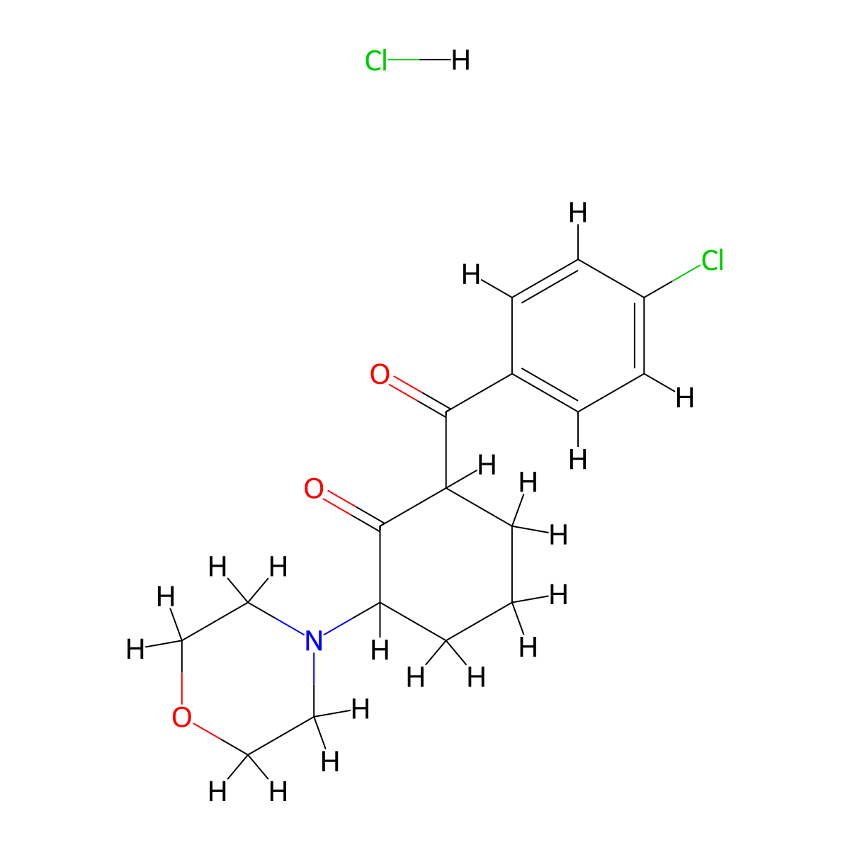2-(4-Chlorobenzoyl)-6-(morpholin-4-yl)cyclohexan-1-one--hydrogen chloride (1/1) molecular structure, CAS 41634-08-6
