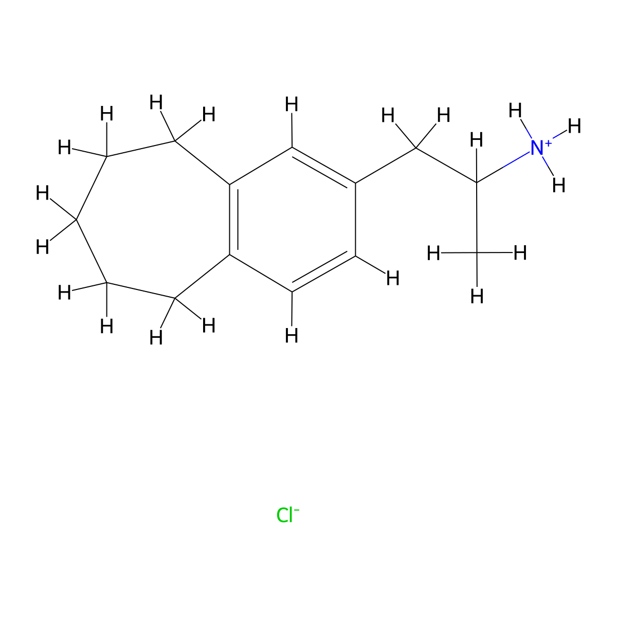 5H-Benzocycloheptene-2-ethanamine, 6,7,8,9-tetrahydro-alpha-methyl-, hydrochloride molecular structure, CAS 41635-24-9