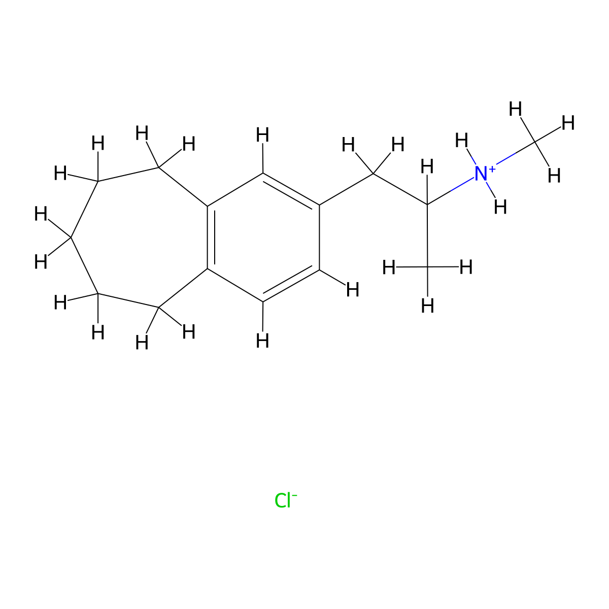 5H-Benzocycloheptene-2-ethanamine, 6,7,8,9-tetrahydro-N,alpha-dimethyl-, hydrochloride molecular structure, CAS 41635-27-2