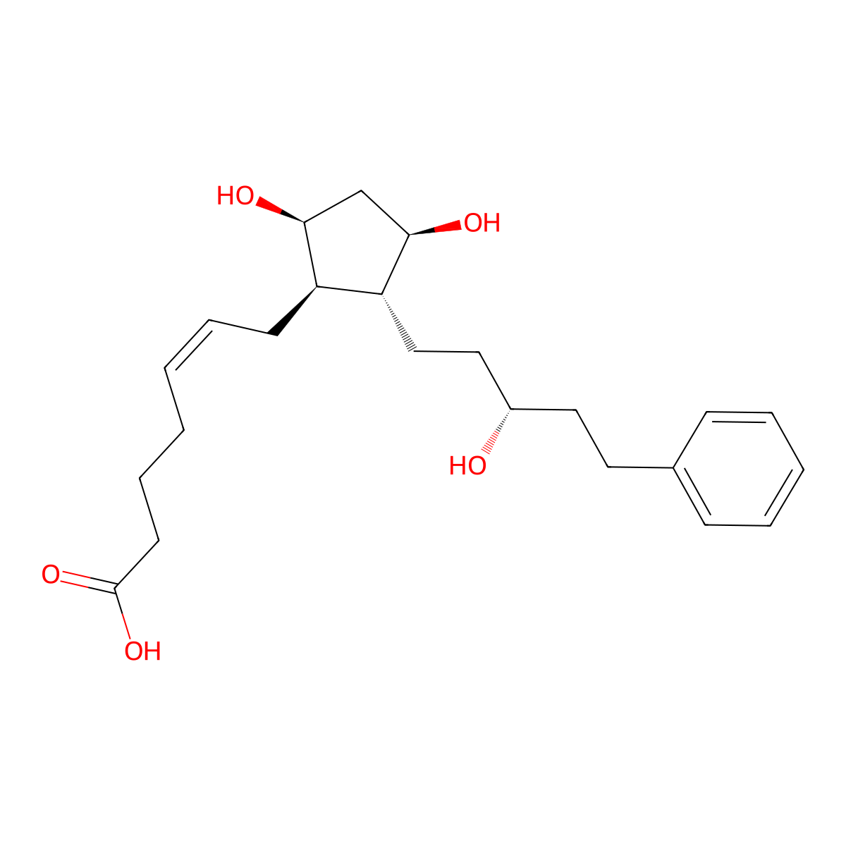 Latanoprost acid molecular structure, CAS 41639-83-2