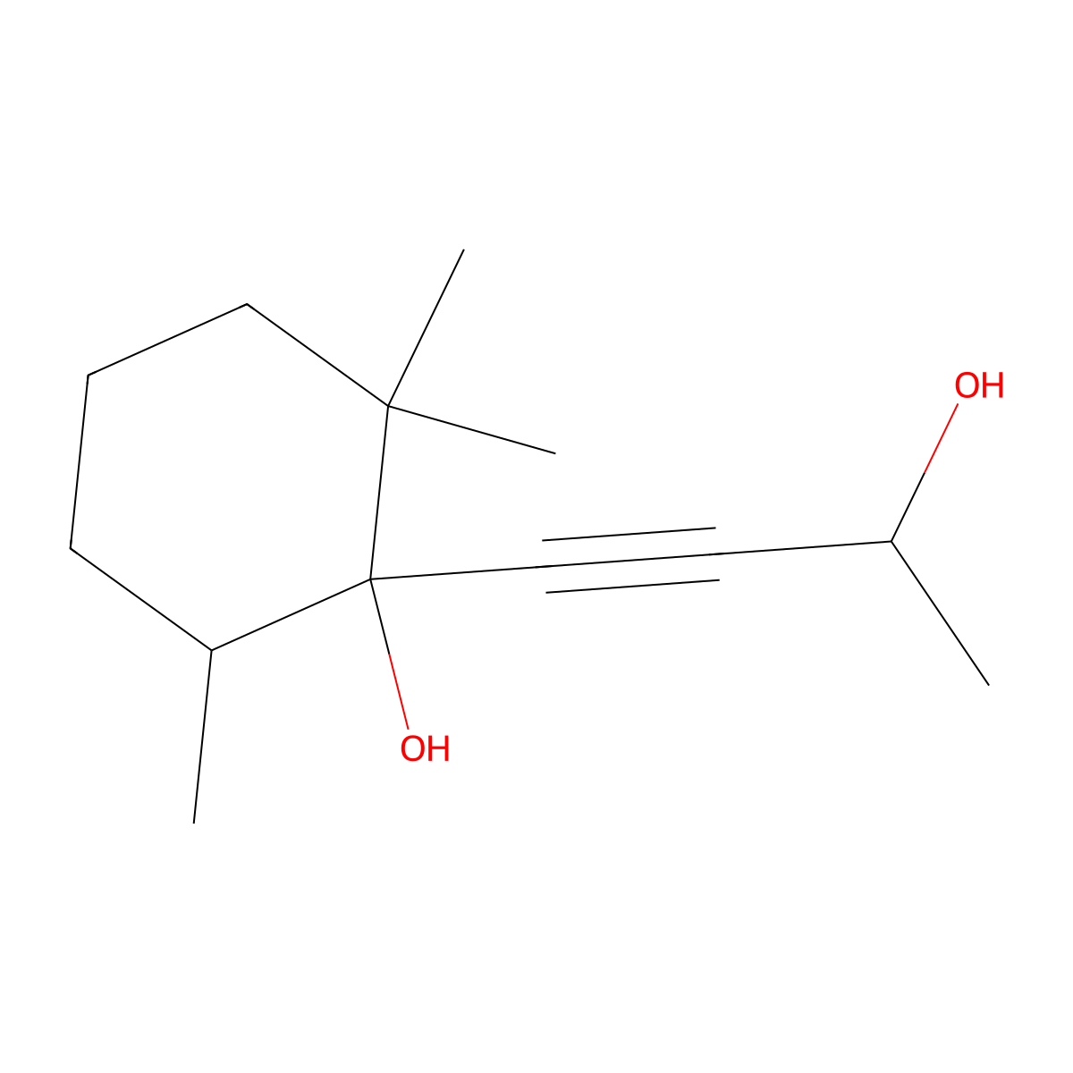 1-(3-Hydroxybut-1-yn-1-yl)-2,2,6-trimethylcyclohexan-1-ol molecular structure, CAS 41641-09-2