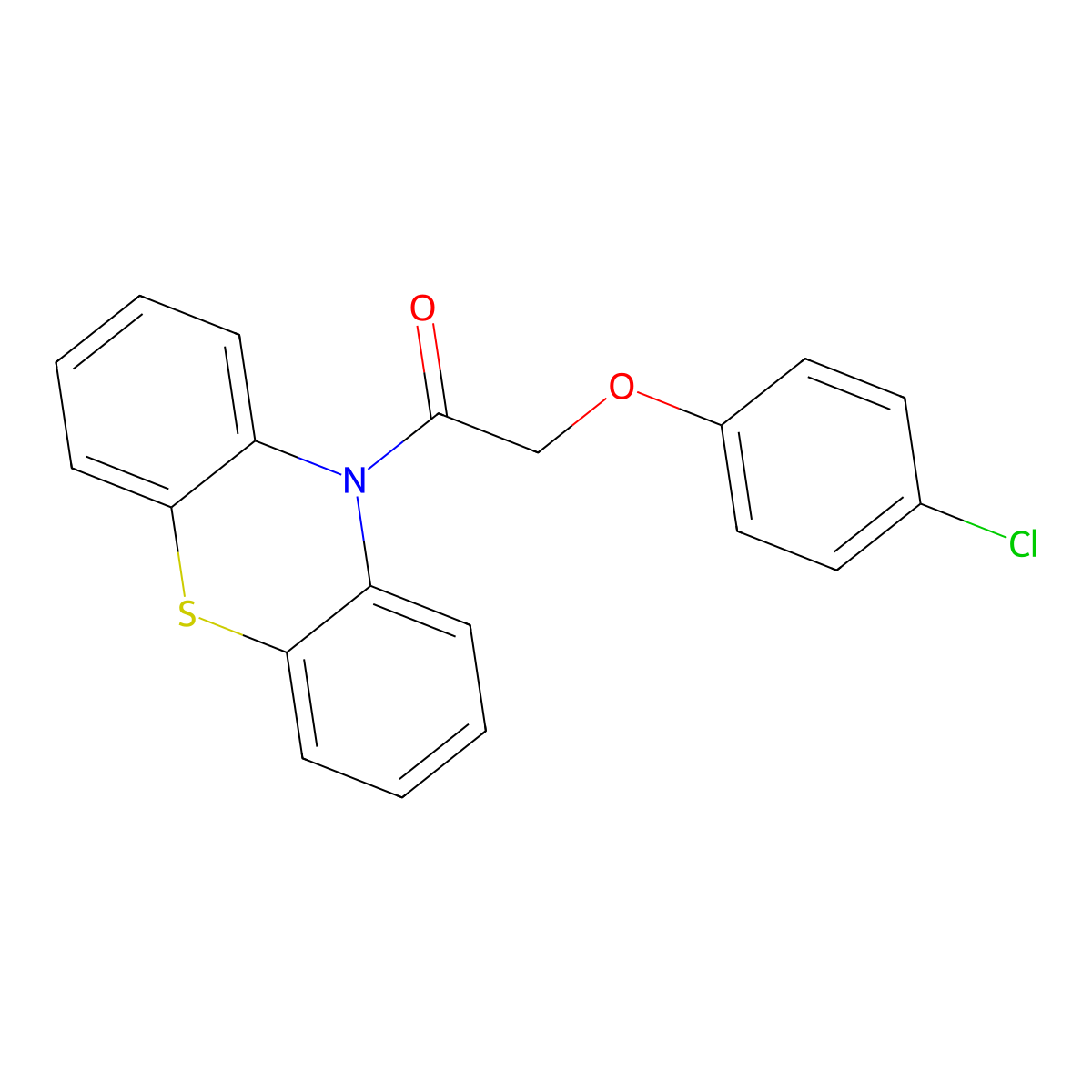 2-(4-Chlorophenoxy)-1-phenothiazin-10-ylethanone molecular structure, CAS 41648-54-8