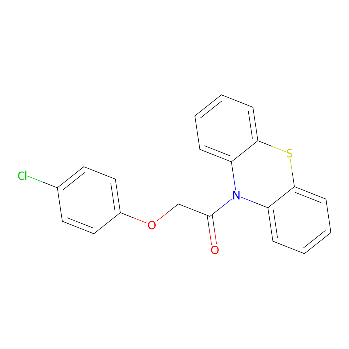 2-(4-Chlorophenoxy)-1-phenothiazin-10-ylethanone molecular structure, CAS 41648-54-8