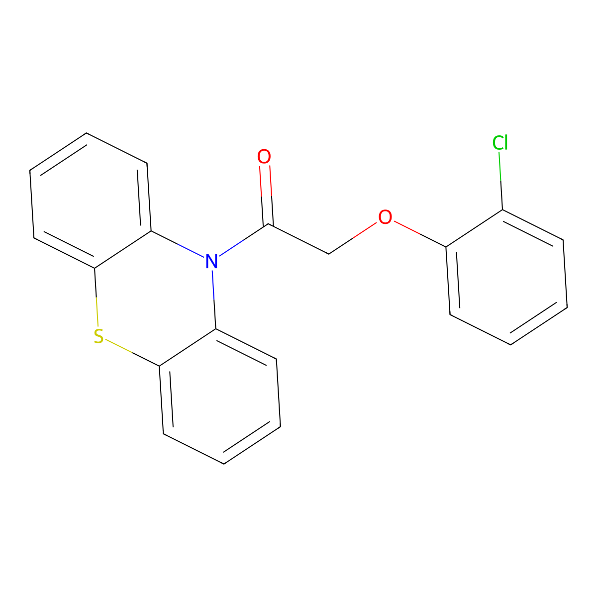 2-(2-Chlorophenoxy)-1-phenothiazin-10-ylethanone molecular structure, CAS 41648-55-9