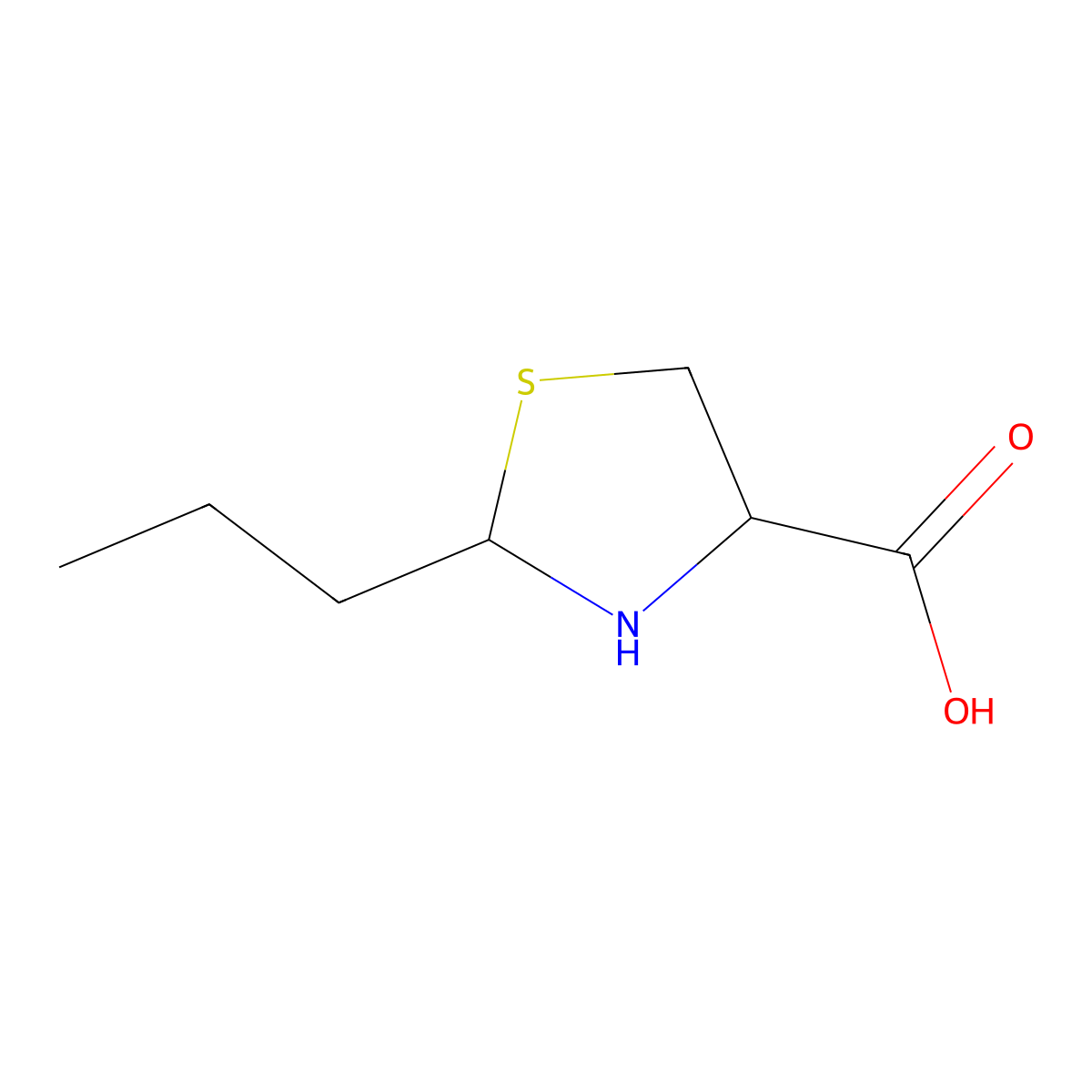 2-Propylthiazolidine-4-carboxylic acid molecular structure, CAS 4165-34-8