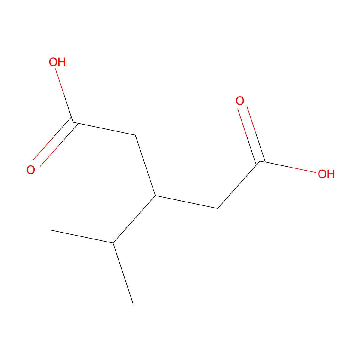 3-Isopropylglutaric acid molecular structure, CAS 4165-99-5