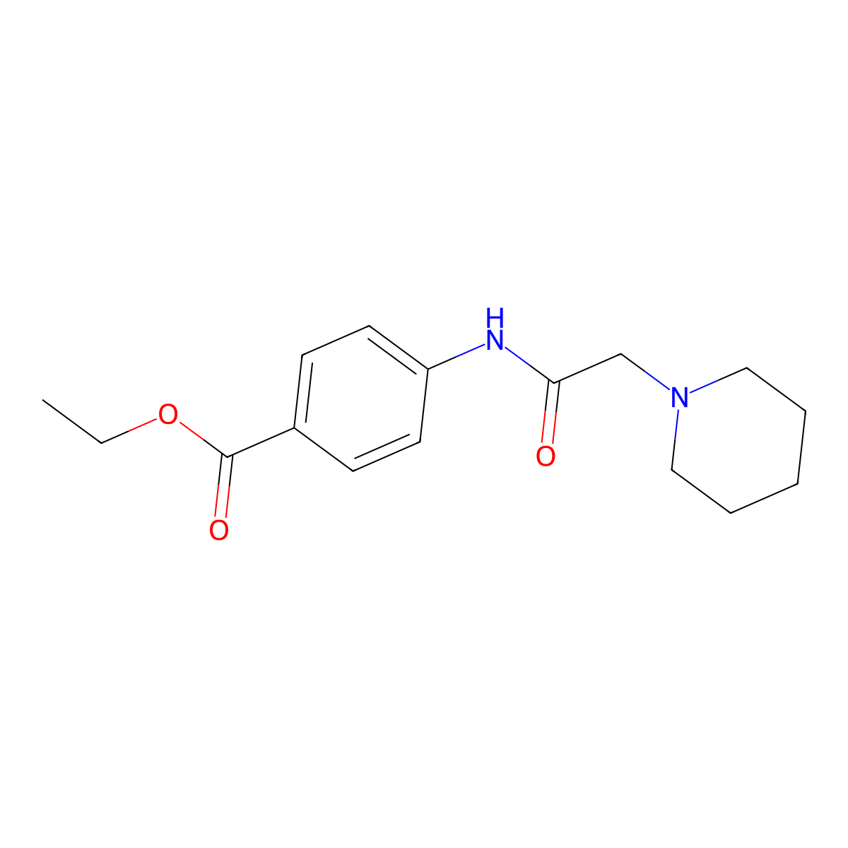 Ethyl 4-((2-(1-piperidinyl)acetyl)amino)benzoate molecular structure, CAS 41653-21-8