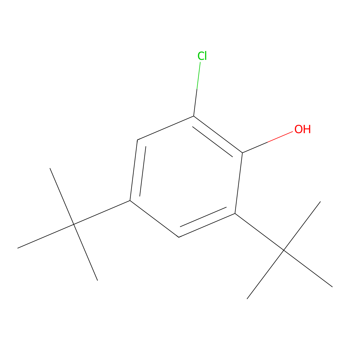 2,4-Ditert-butyl-6-chlorophenol molecular structure, CAS 4166-86-3