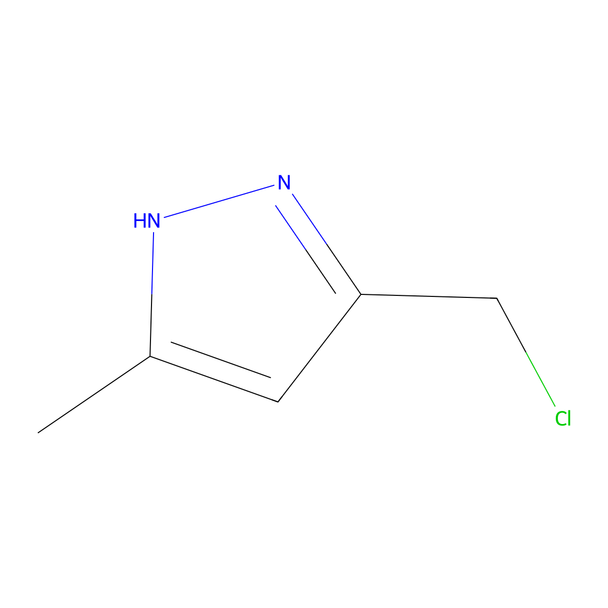 3-(chloromethyl)-5-methyl-1H-pyrazole molecular structure, CAS 41669-05-0
