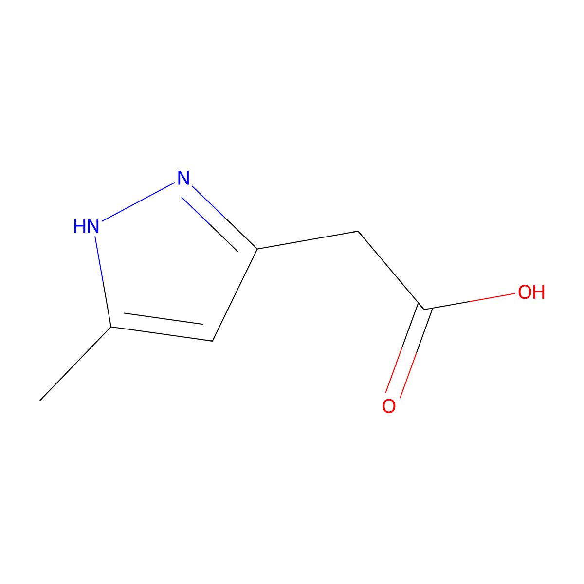 2-(5-methyl-1H-pyrazol-3-yl)acetic acid molecular structure, CAS 41669-06-1