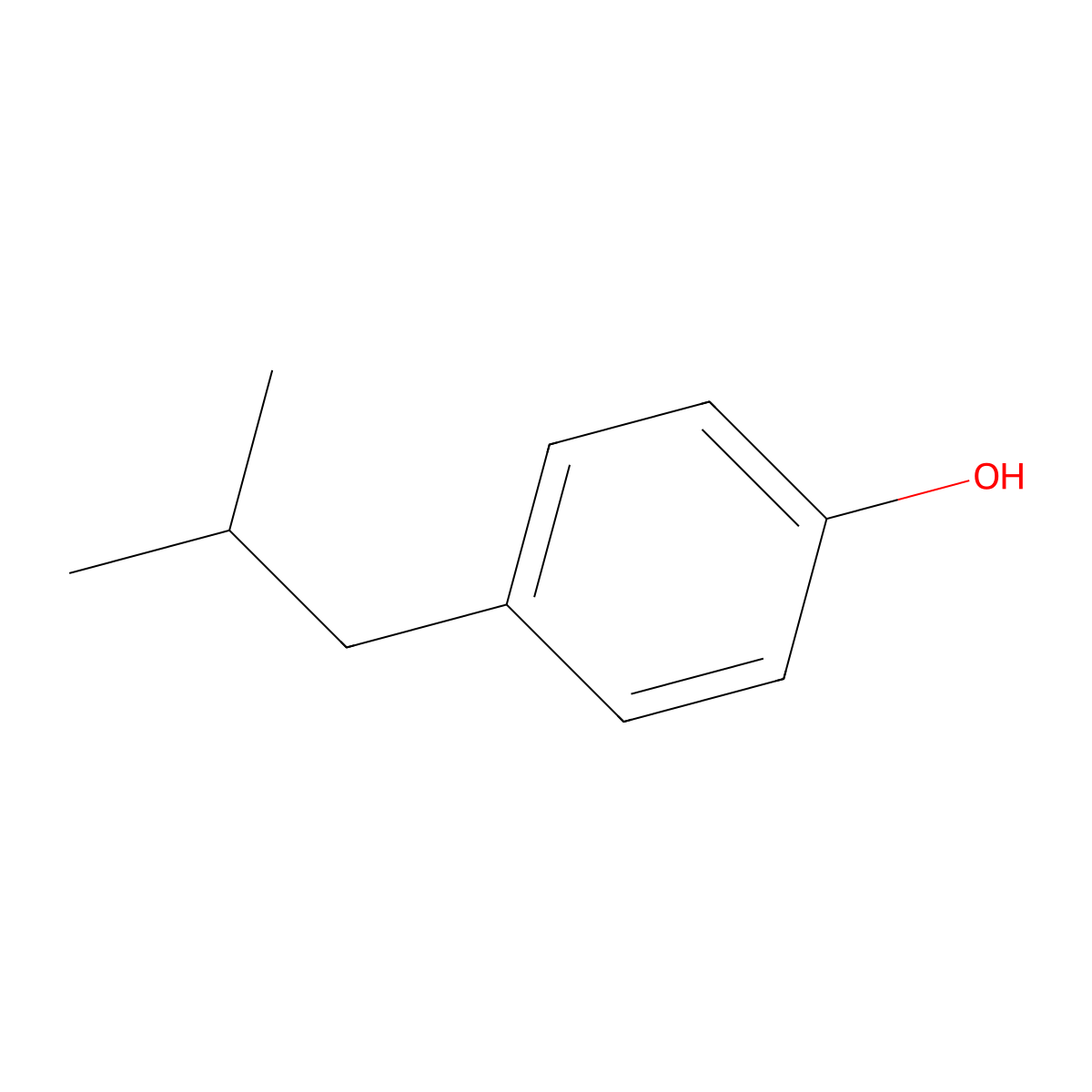 Phenol, 4-(2-methylpropyl)- molecular structure, CAS 4167-74-2