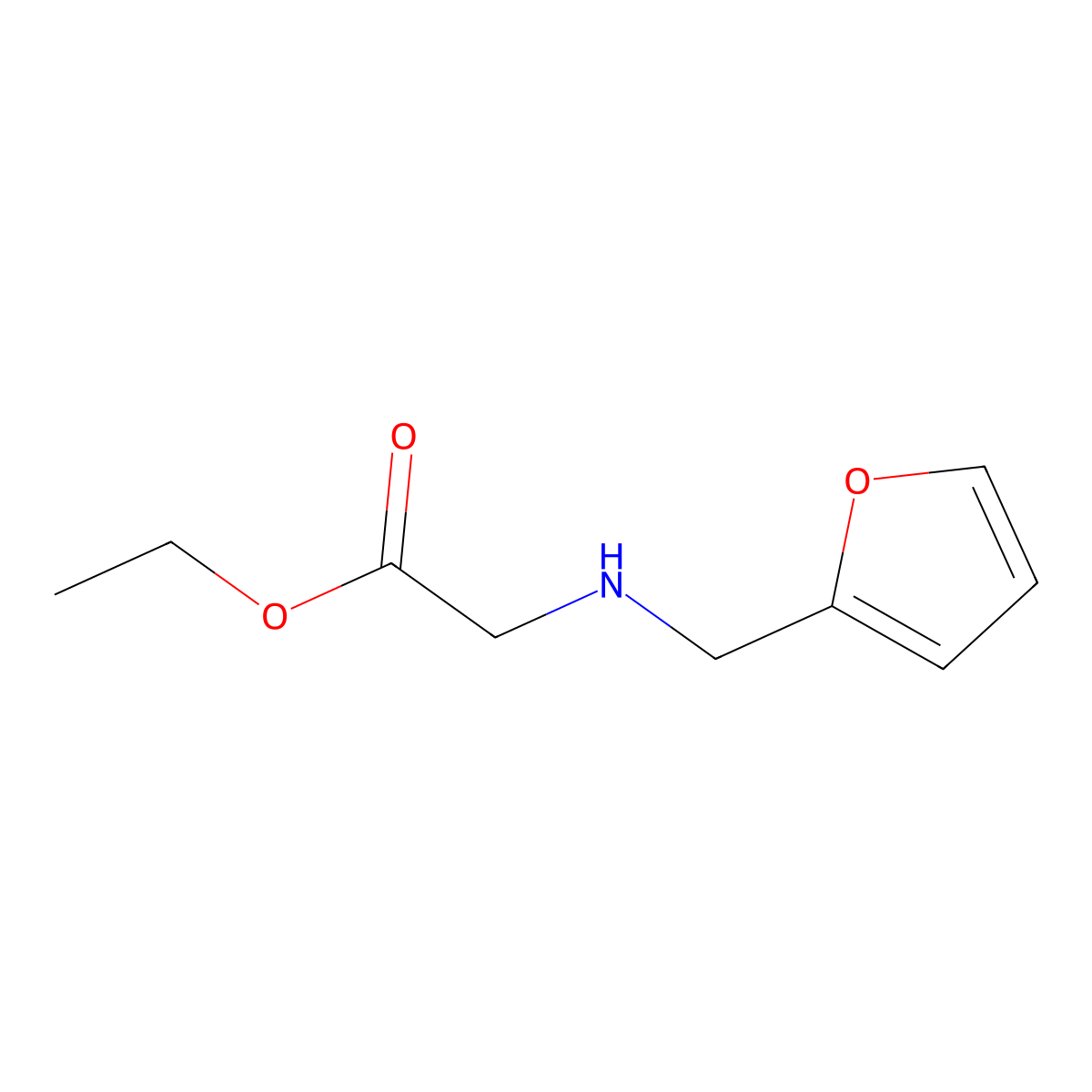 Ethyl 2-{[(furan-2-yl)methyl]amino}acetate molecular structure, CAS 41681-88-3