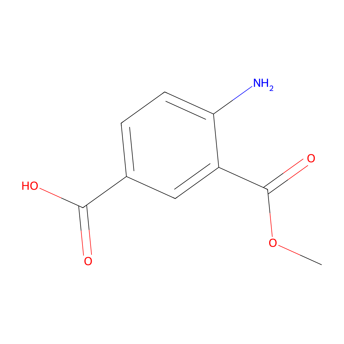 4-Amino-3-(methoxycarbonyl)benzoic acid molecular structure, CAS 41684-07-5