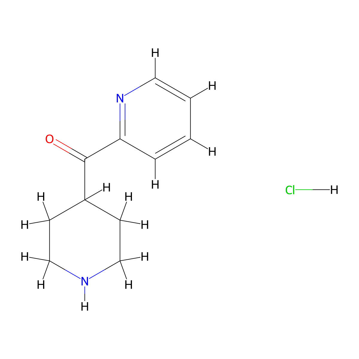 Piperidin-4-yl(pyridin-2-yl)methanone hydrochloride molecular structure, CAS 416852-20-5