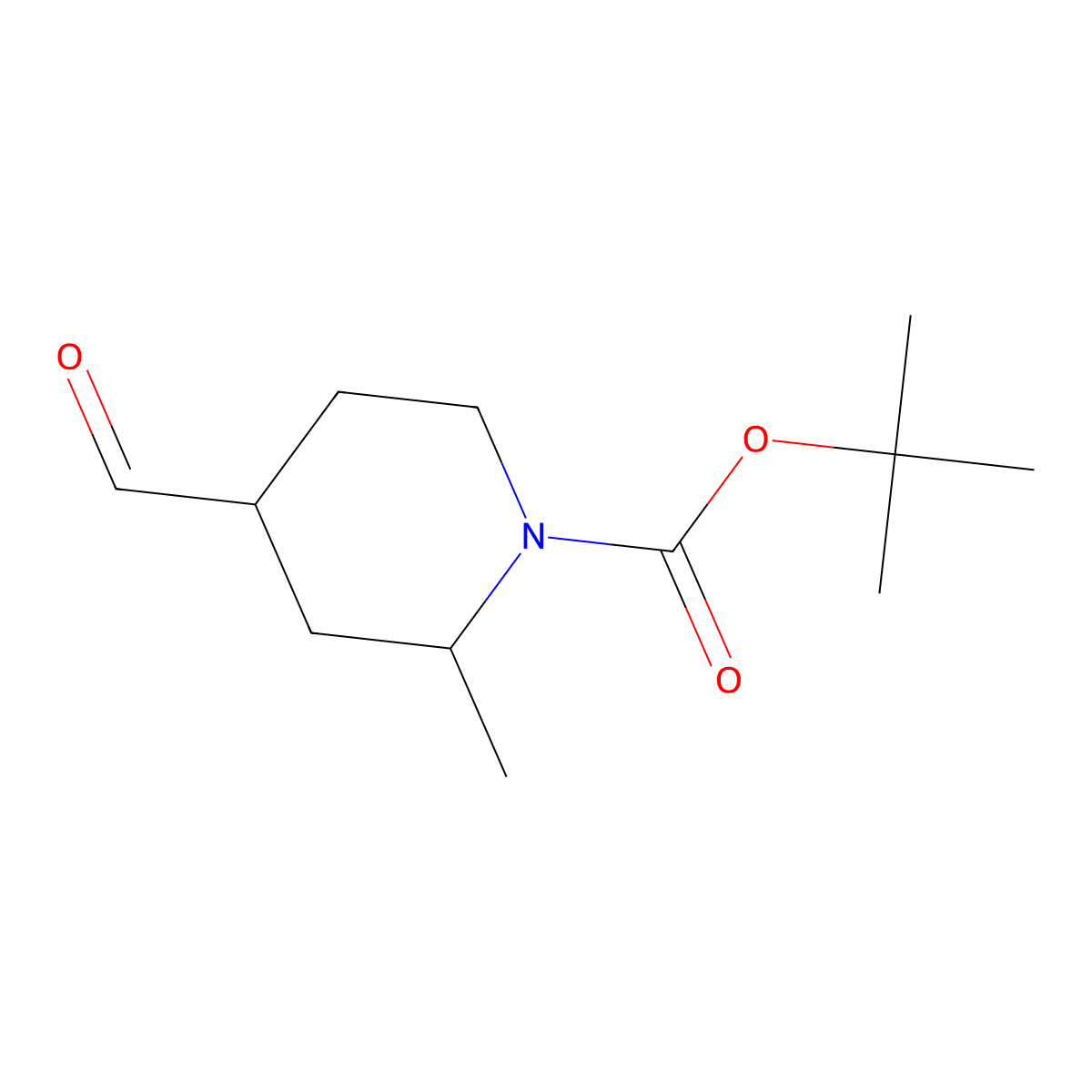 1,1-Dimethylethyl 4-formyl-2-methyl-1-piperidinecarboxylate molecular structure, CAS 416852-38-5