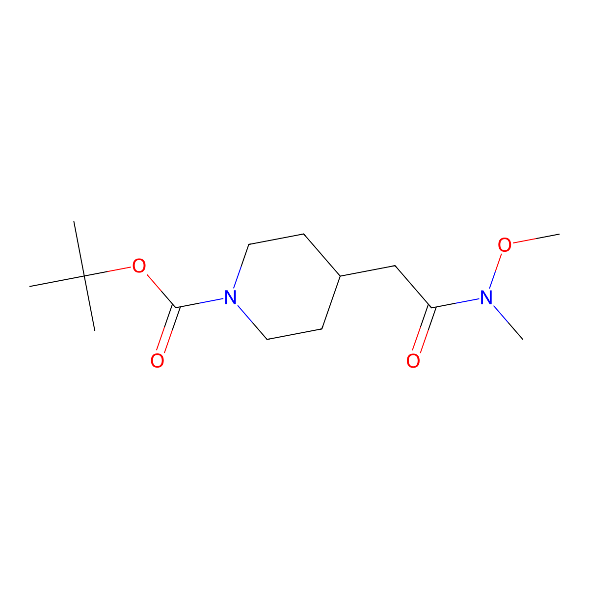 1-Boc-4-[(N-methoxy-N-methylcarbamoyl)methyl]piperidine molecular structure, CAS 416852-69-2