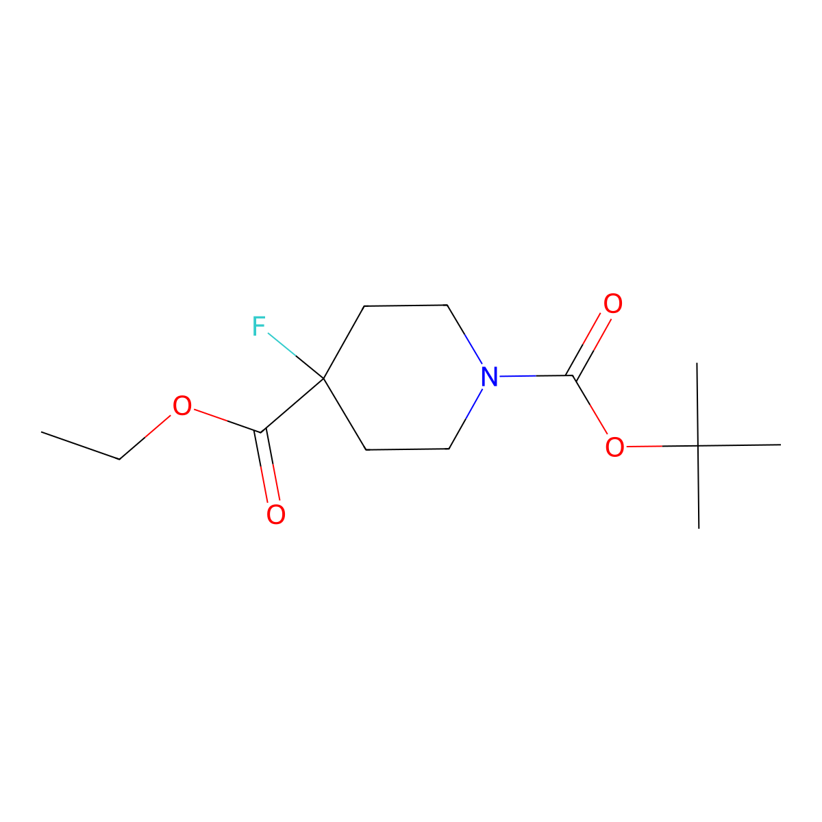 Ethyl N-Boc-4-fluoropiperidine-4-carboxylate molecular structure, CAS 416852-82-9
