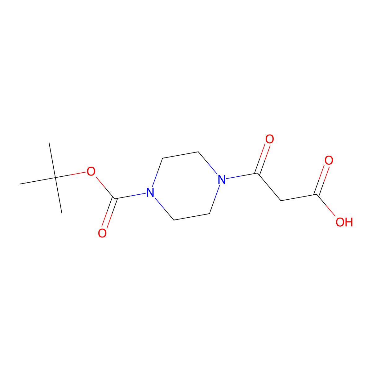 3-[4-(tert-Butoxycarbonyl)piperazin-1-yl]-3-oxopropionic acid molecular structure, CAS 416857-35-7