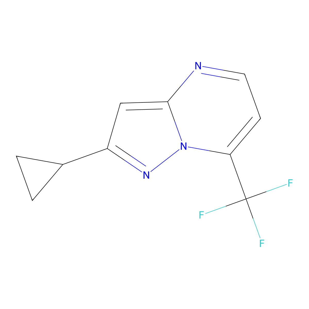 2-Cyclopropyl-7-(trifluoromethyl)pyrazolo[1,5-a]pyrimidine molecular structure, CAS 416860-47-4