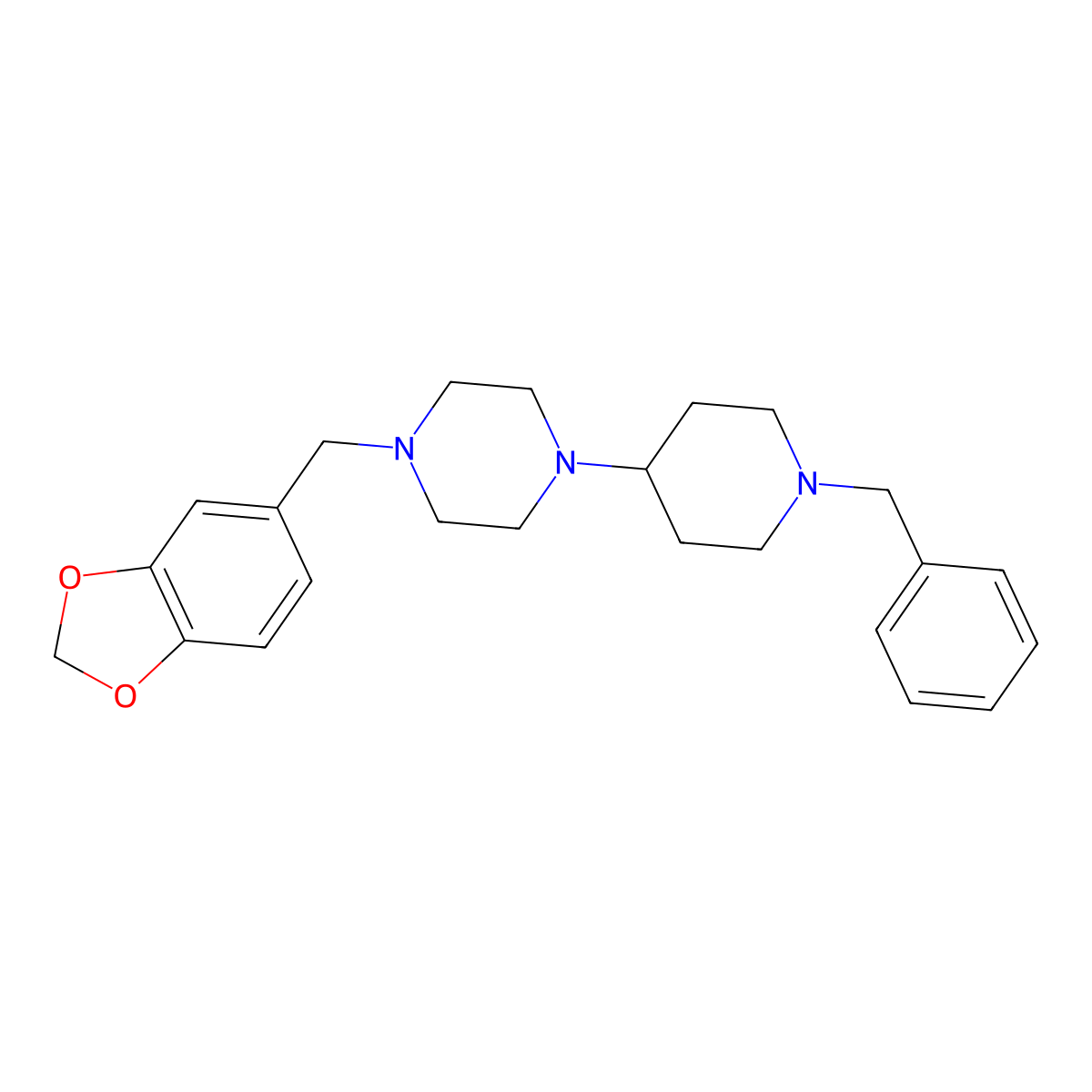 1-(1,3-Benzodioxol-5-ylmethyl)-4-(1-benzylpiperidin-4-yl)piperazine molecular structure, CAS 416862-29-8