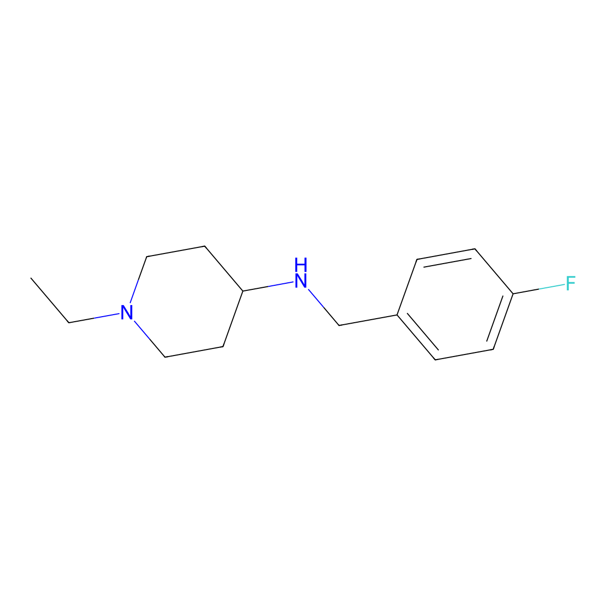 1-ethyl-N-[(4-fluorophenyl)methyl]piperidin-4-amine molecular structure, CAS 416864-00-1