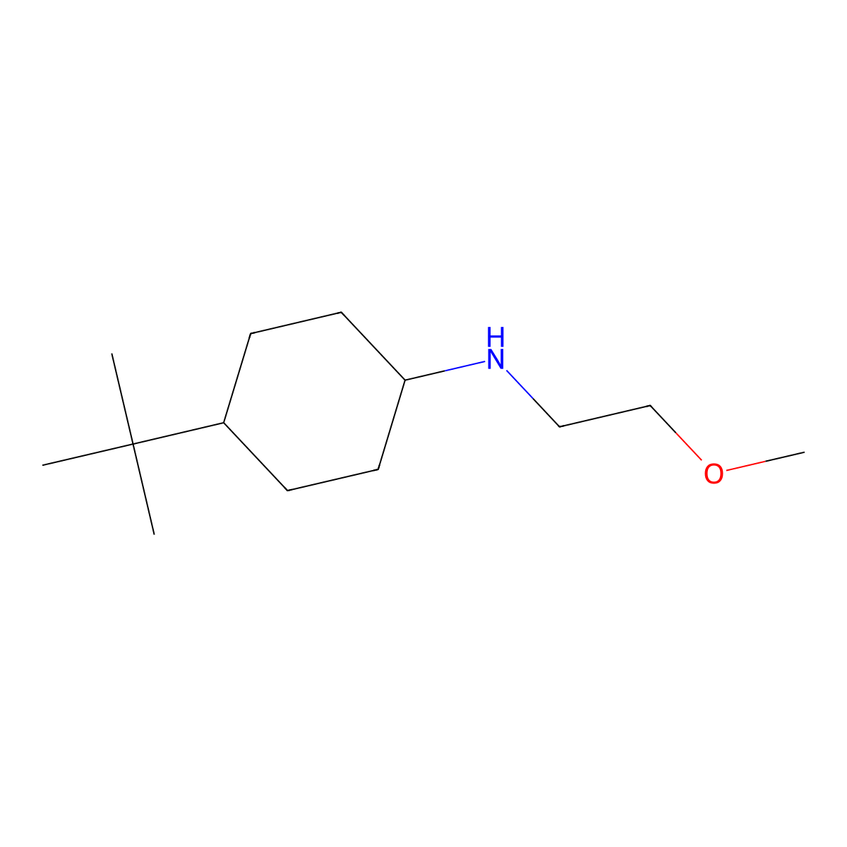 4-tert-butyl-N-(2-methoxyethyl)cyclohexan-1-amine molecular structure, CAS 416864-62-5