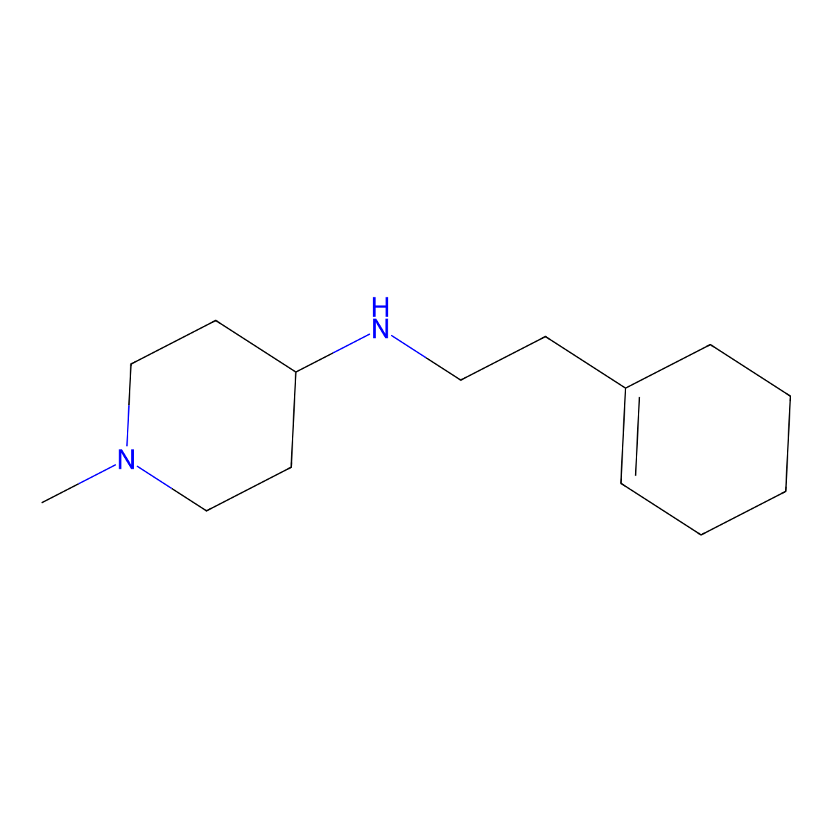 N-[2-(cyclohexen-1-yl)ethyl]-1-methylpiperidin-4-amine molecular structure, CAS 416864-64-7