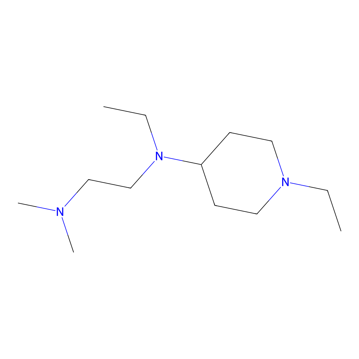 N1-Ethyl-N1-(1-ethylpiperidin-4-yl)-N2,N2-dimethylethane-1,2-diamine molecular structure, CAS 416864-82-9