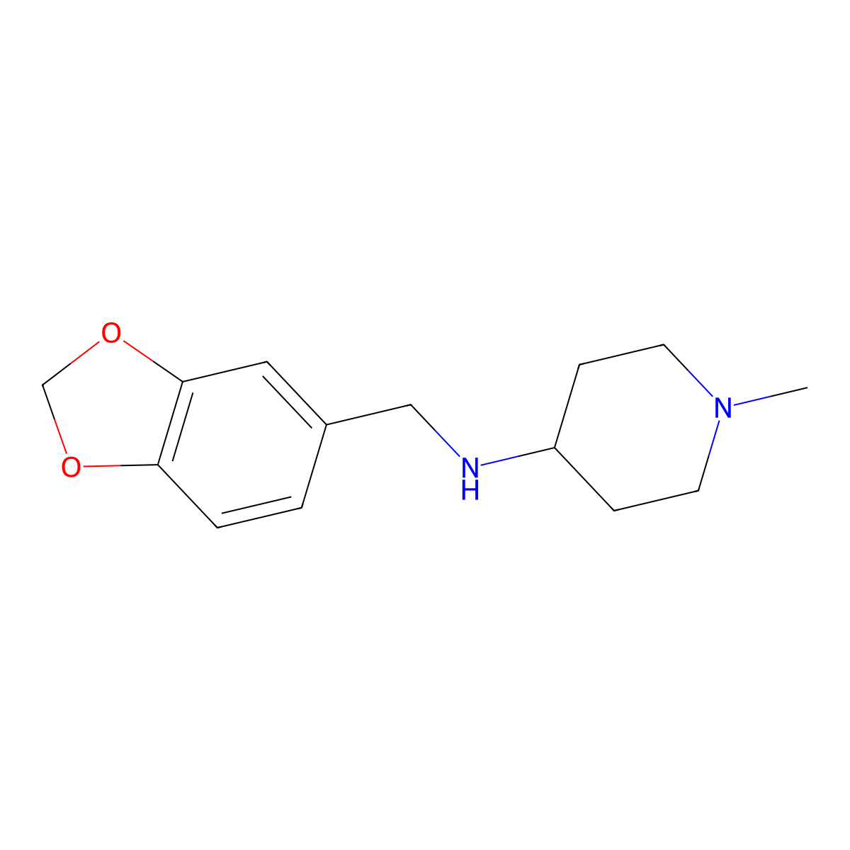 Benzo[1,3]dioxol-5-ylmethyl-(1-methyl-piperidin-4-yl)-amine molecular structure, CAS 416865-72-0