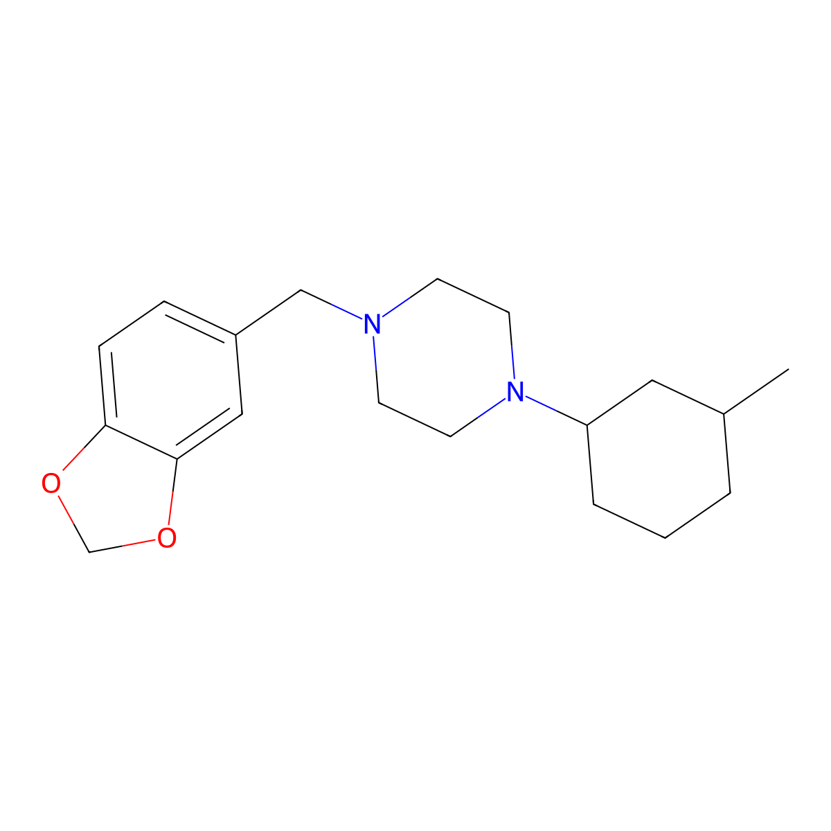 1-(1,3-Benzodioxol-5-ylmethyl)-4-(3-methylcyclohexyl)piperazine molecular structure, CAS 416866-29-0