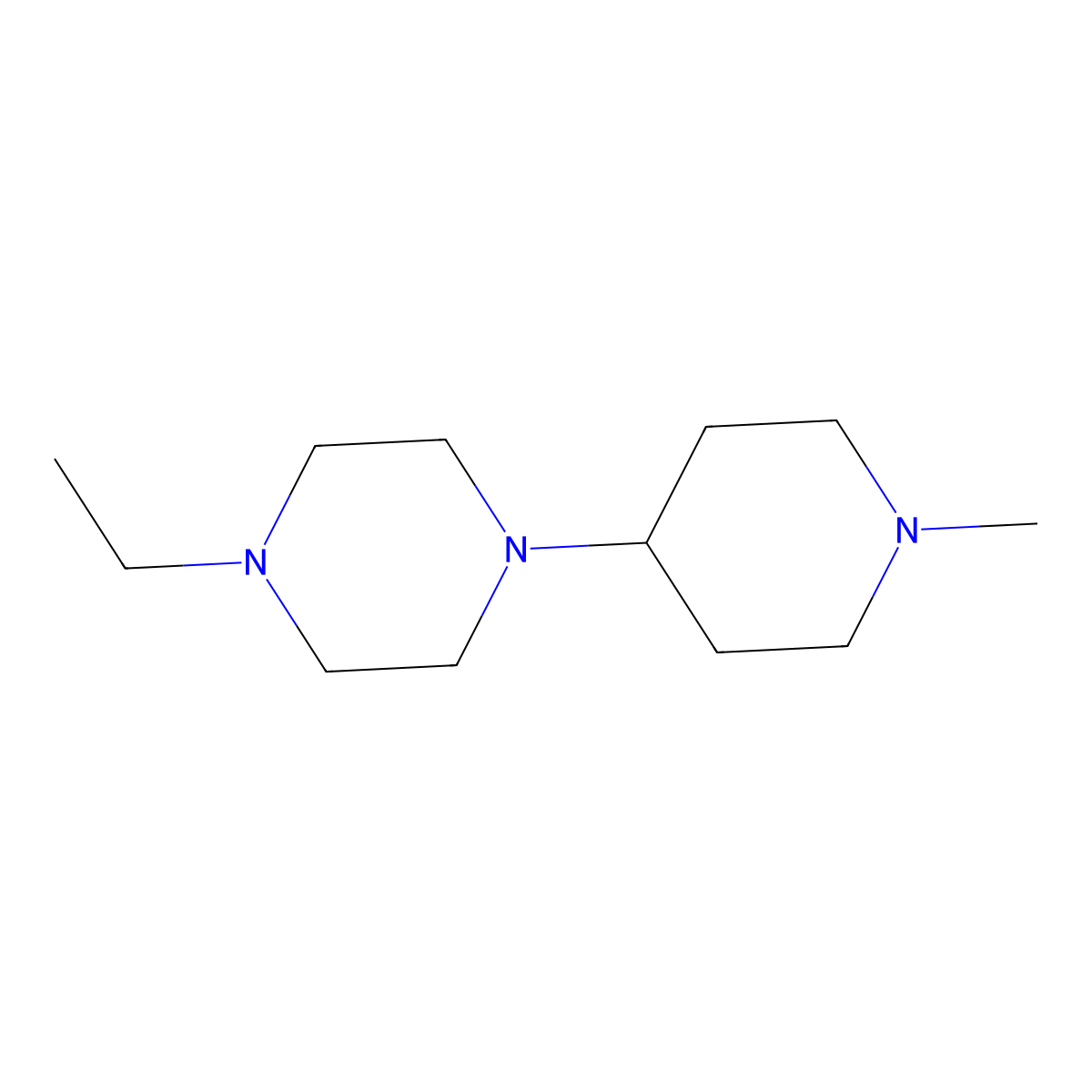 Piperazine, 1-ethyl-4-(1-methyl-4-piperidinyl)-(9CI) molecular structure, CAS 416867-23-7